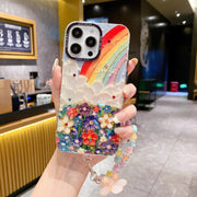 Oil painting rainbow rhinestone + short bracelet