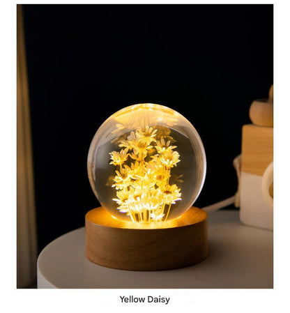 sophisticated night lamp with 3D dandelion in crystal