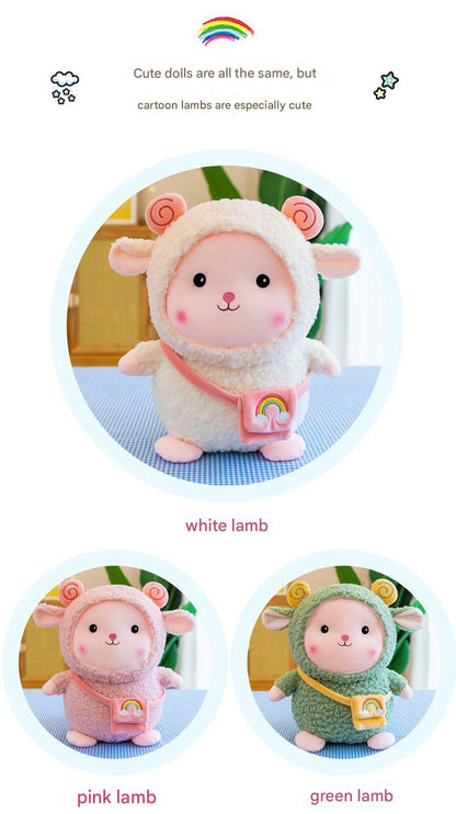 white rainbow sheep plush stuffed animal