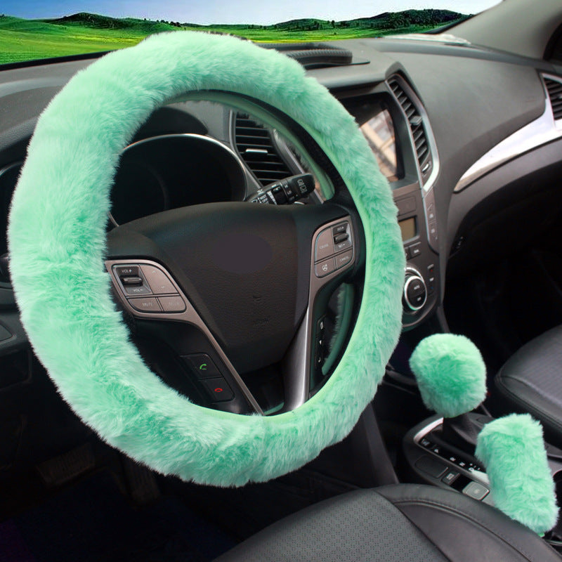 stylish black plush steering wheel cover