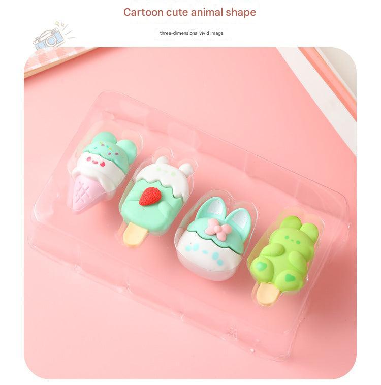 Bunny dessert eraser blue ice cream cone design