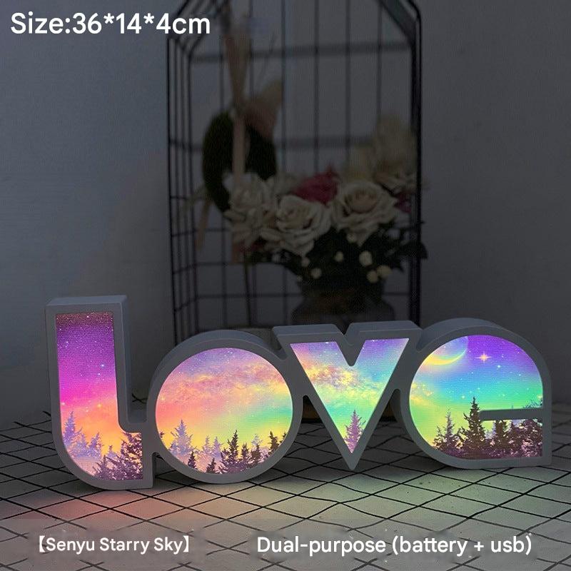 customizable LED love light box front view