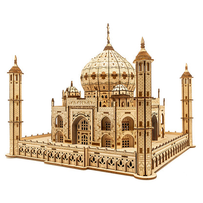 Taj Mahal Wooden Model Kit with LED Lighting - DIY 3D Puzzle for Kids Ages 7-14 | Unique Decorative Collectible