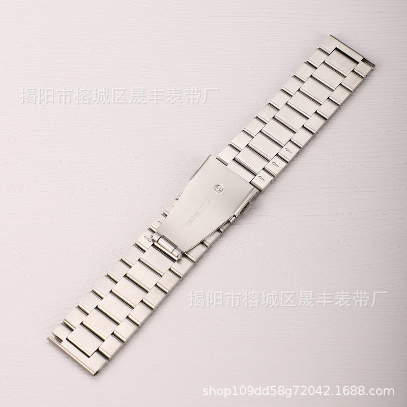 Stylish 3-Bead Stainless Steel Watch Band for Apple & Samsung Watches - Adjustable Sizes in Multiple Colors