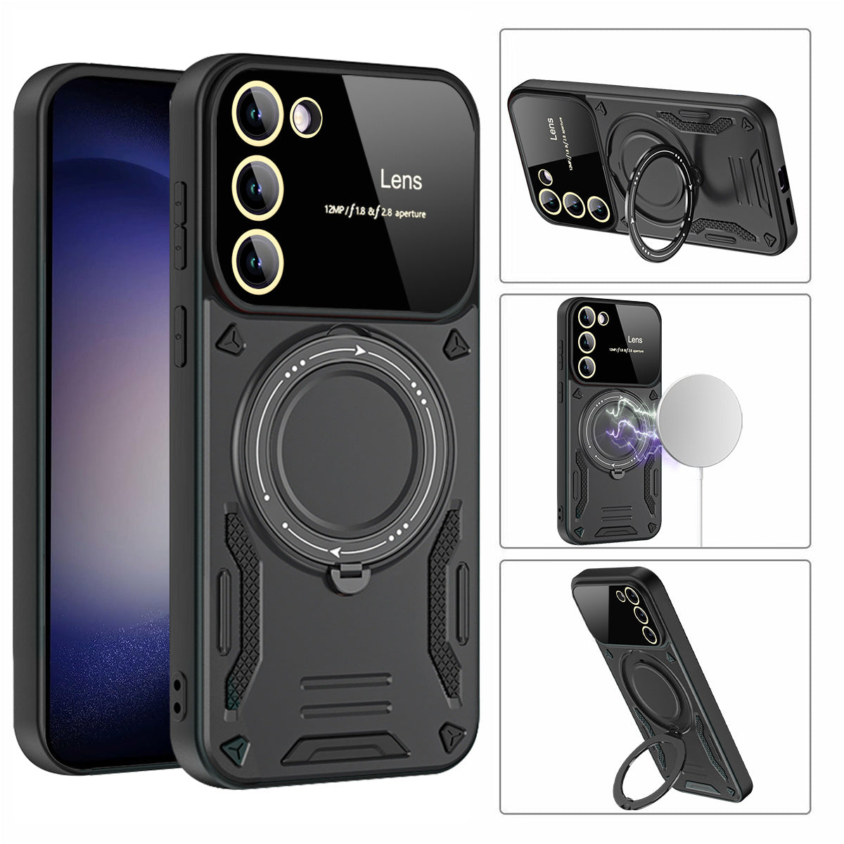 Ultra-Sleek Magnetic Phone Case with Kickstand for Samsung Galaxy S23/S24 - Stylish, Durable and Shockproof