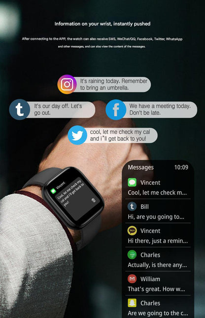 P114 Smartwatch Silver Display Close-up