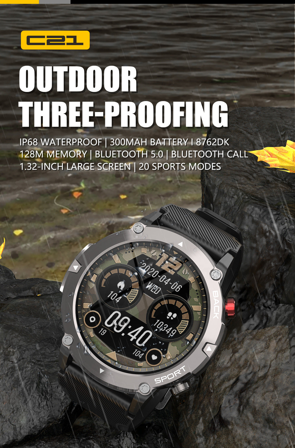 C21 Bluetooth Smartwatch Front View