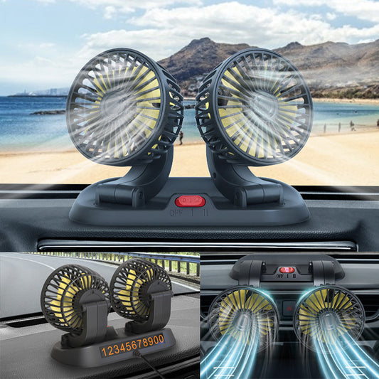 Dual head car fan in vehicle