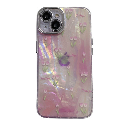 Stylish Tulip Shell Pattern TPU Case for iPhone 15/14/13, Shockproof & Trendy Design