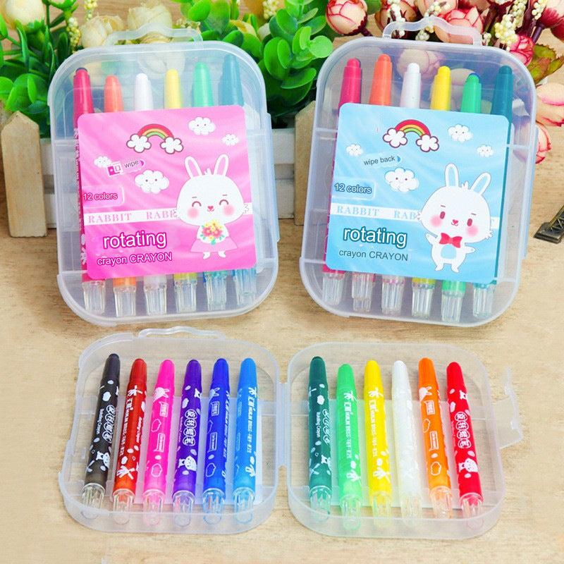 Colorful Rotating Crayon Set - Safe, Non-Toxic & Mess-Free for Kids - Ideal for Arts & Crafts Activities