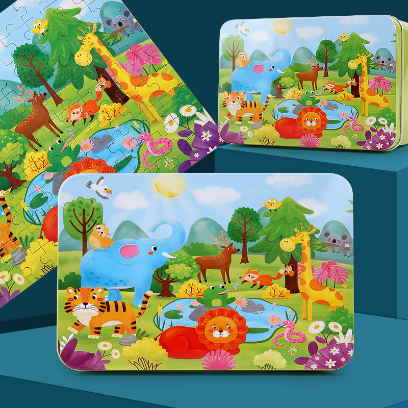 kid puzzle tin box