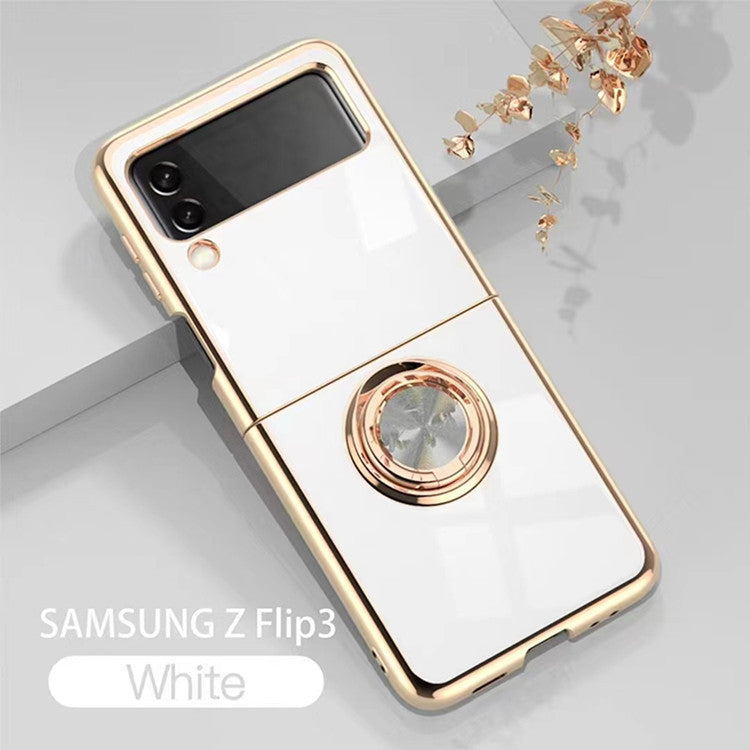 Samsung Galaxy Z Flip 6 Copper Plated Ring Stand Magnetic Phone Case - Shockproof & Fingerprint Resistant