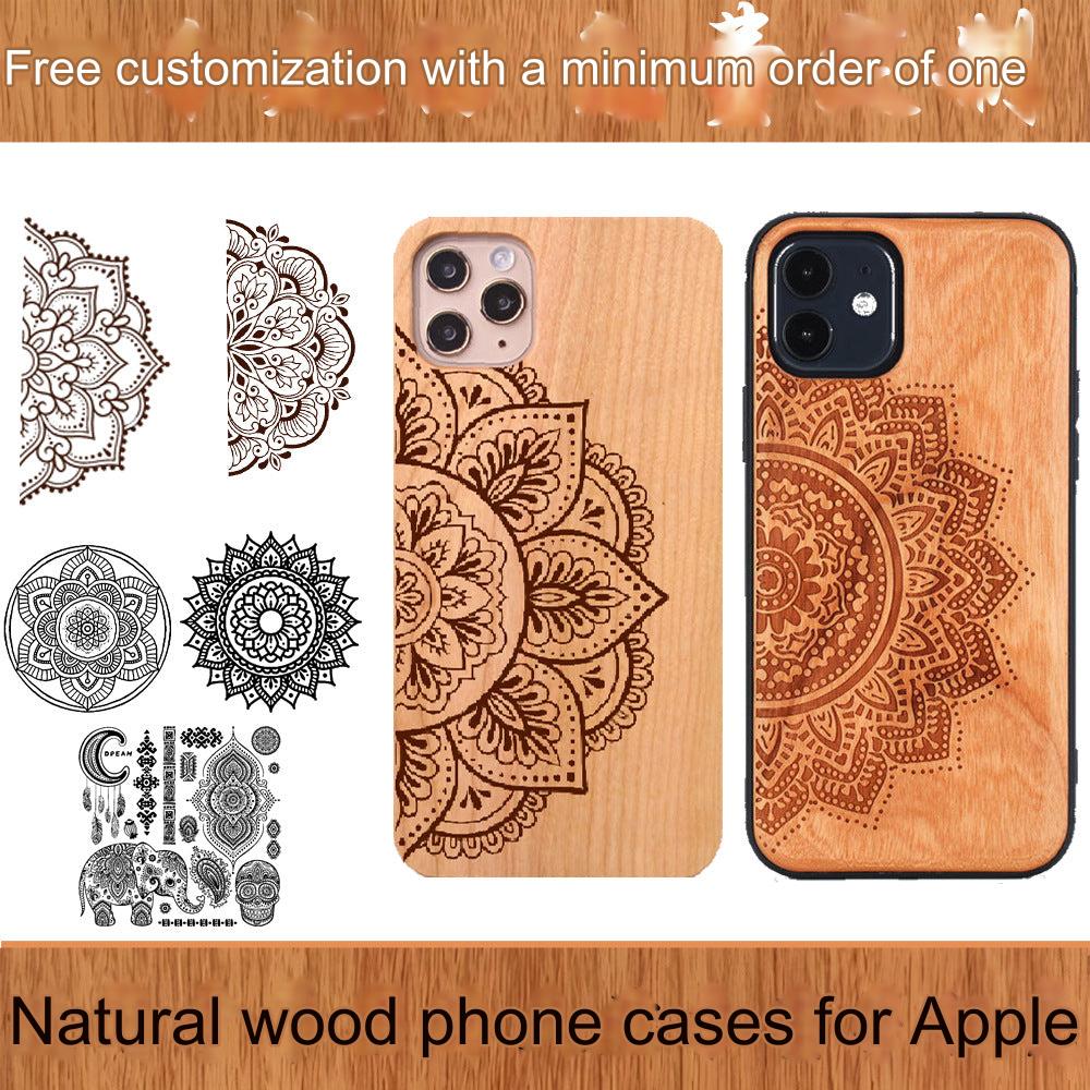 Custom Engraved Wooden Phone Case for iPhone 13 Pro & 15 Pro Max - Stylish & Durable Protection