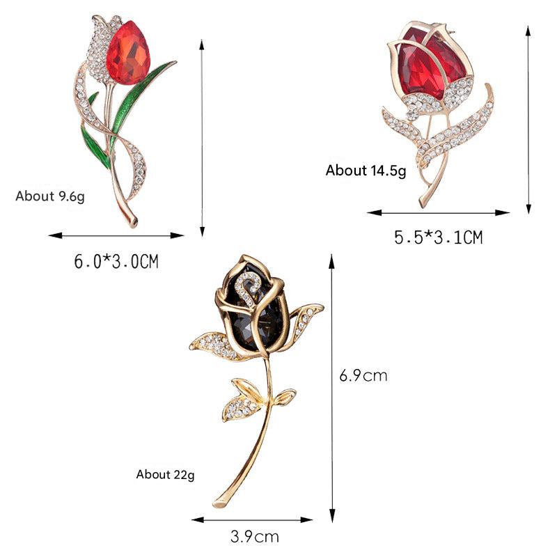 Elegant Rose Crystal Brooch - Image 1