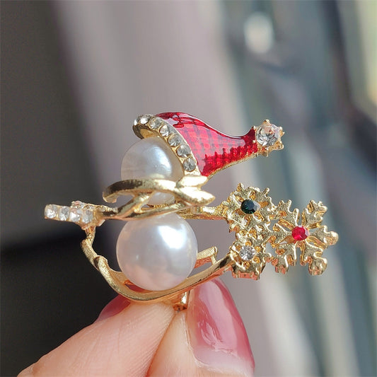 Cute Holiday Brooch with Pearl Accent