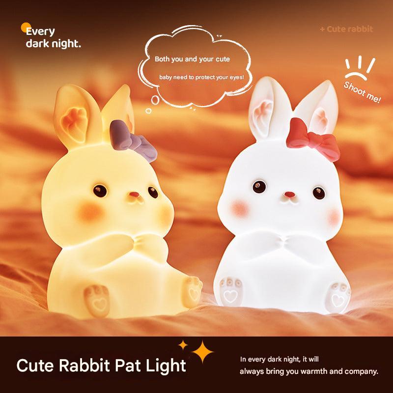 Pink and white LED bunny light with USB