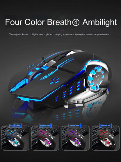 Dual Mode Wireless and Wired Gaming Mouse - Silent Operation with RGB Lighting, Adjustable DPI and Ergonomic Design