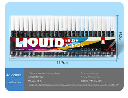 48-Color Liquid Art Markers Set - Premium Acrylic Ink for Artists and Students