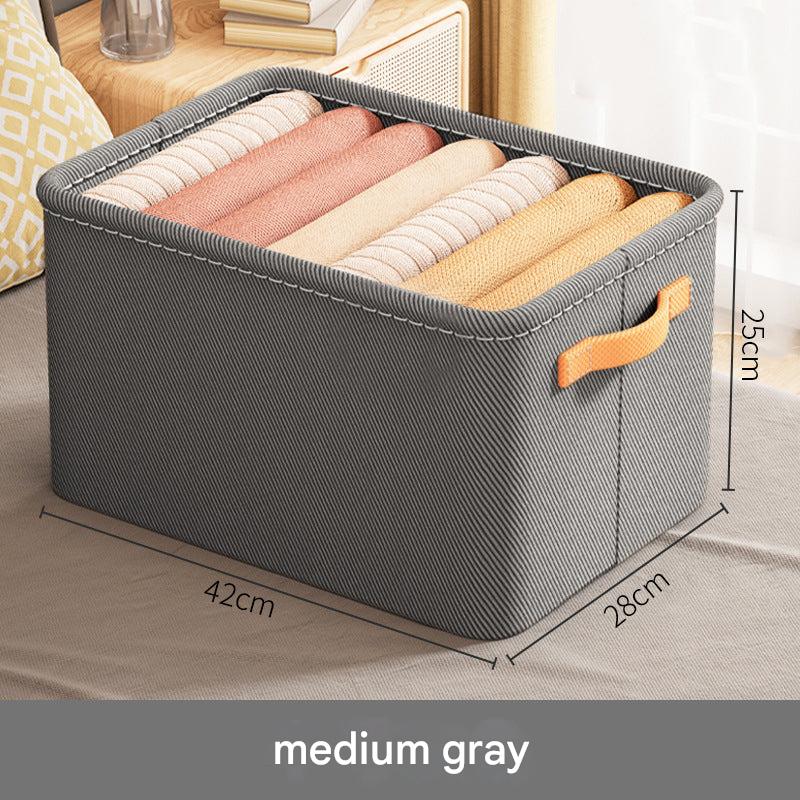 Folded fabric storage bins assorted sizes