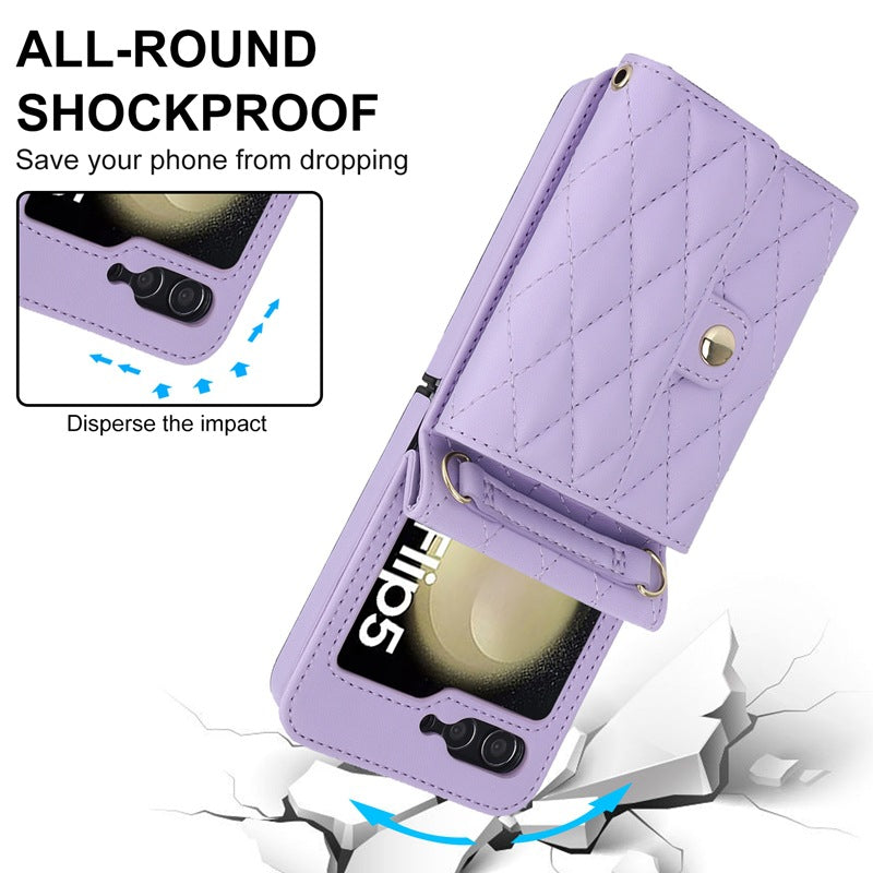 Stylish Protective Wallet Case for Samsung Z Flip Series - Multi-Color Crossbody Design