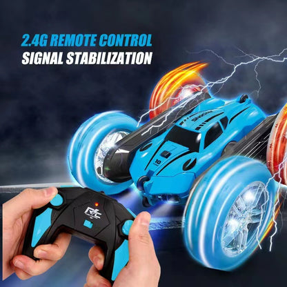 Stunt Remote Control Car - Dual-Sided Flipping RC Vehicle with Colorful LED Lights for Kids