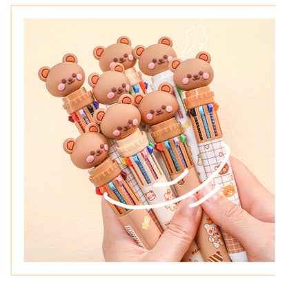 cartoon-themed 10-color ballpoint pen collection for kids