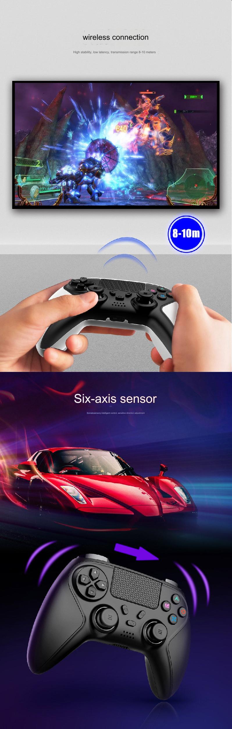 Wireless Bluetooth Game Controller for PS4 - Enhanced Vibration & Touch Light