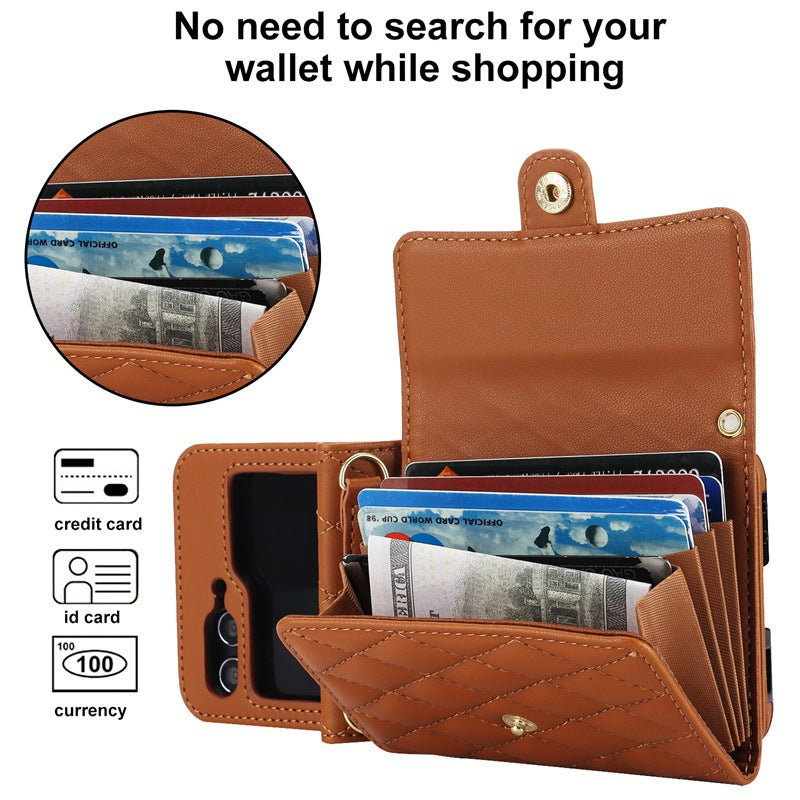 Stylish Protective Wallet Case for Samsung Z Flip Series - Multi-Color Crossbody Design