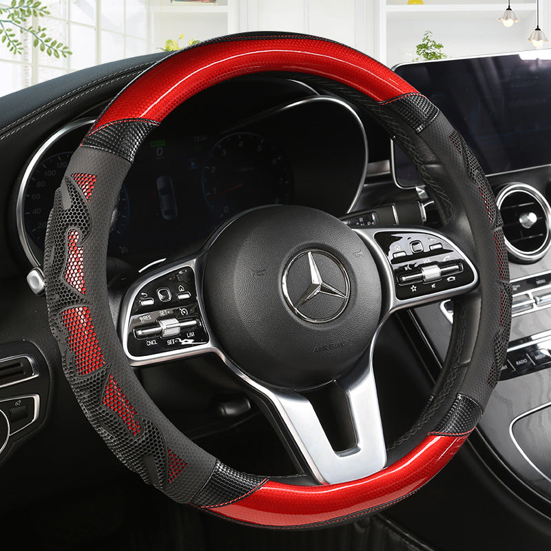 sports style steering wheel cover red