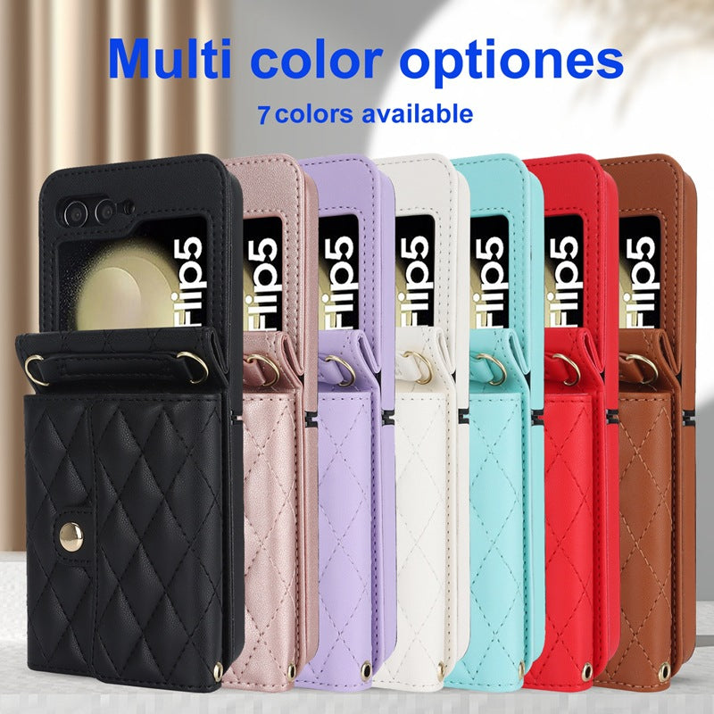 Stylish Protective Wallet Case for Samsung Z Flip Series - Multi-Color Crossbody Design