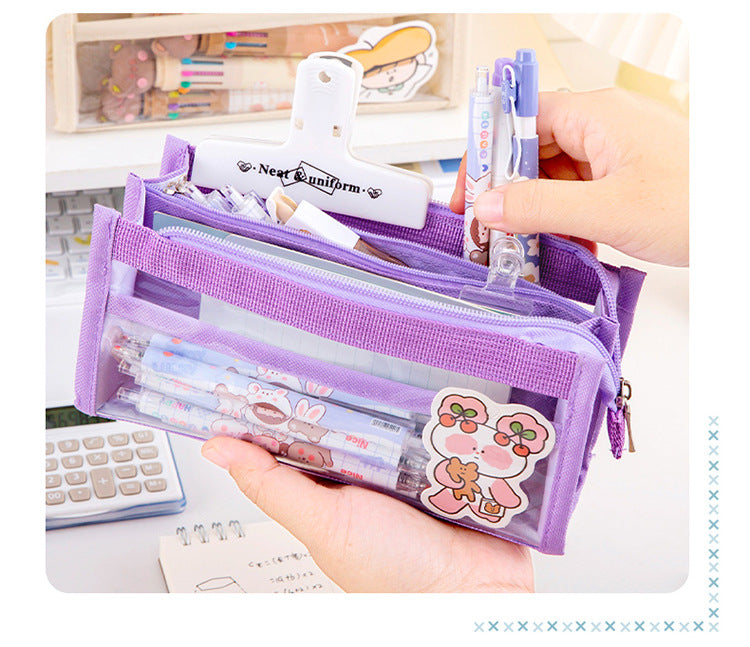 decorative stylish mesh pencil case