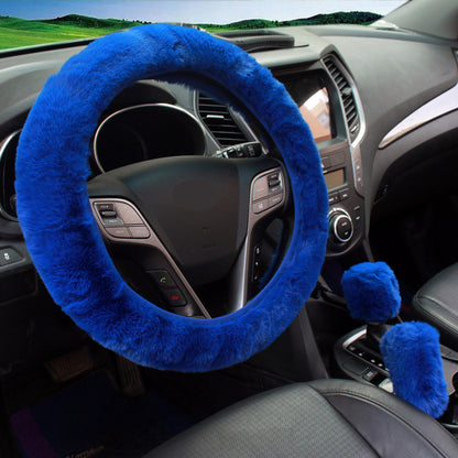 stylish black plush steering wheel cover