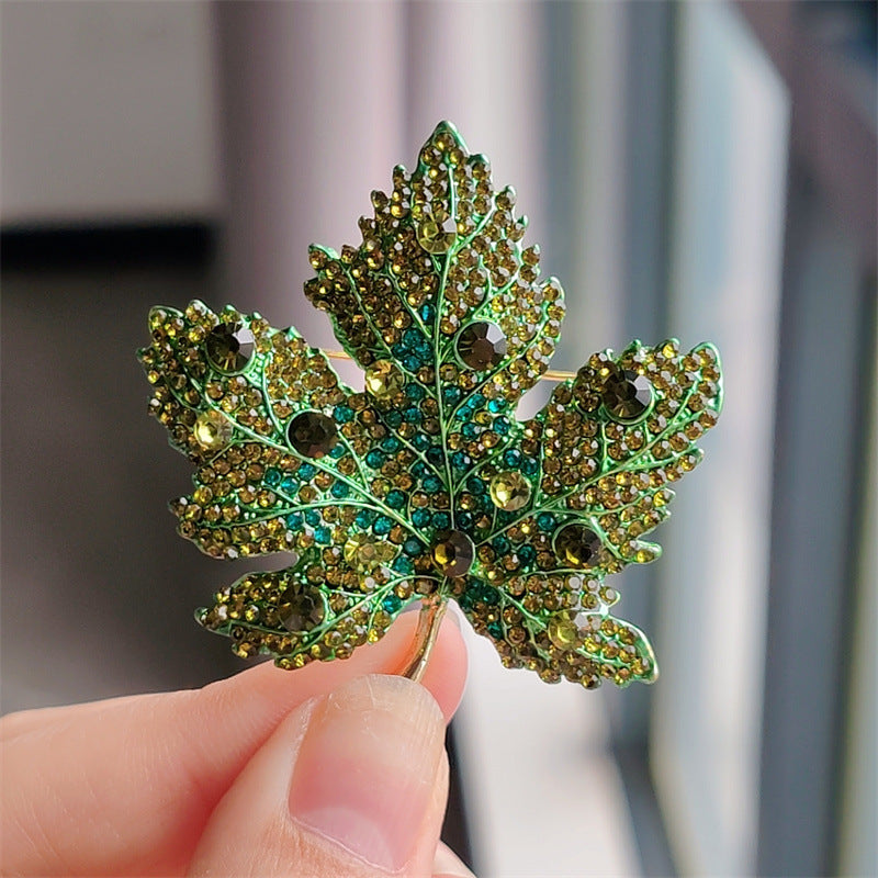 Close-up of Alloy Leaf Brooch - Image 2