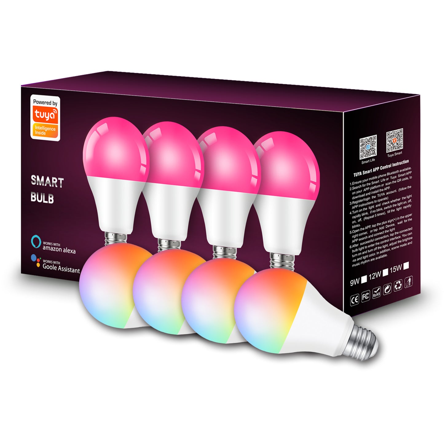 smart LED light bulb in packaging