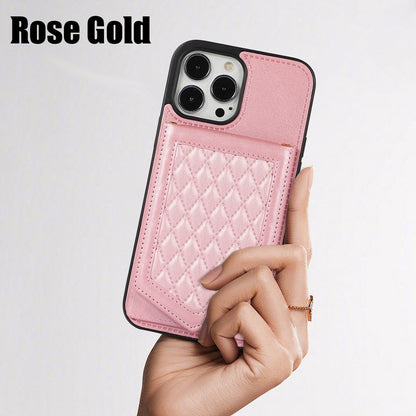 Stylish TPU Wallet Case for iPhone 15/14/13/12 - With Mirror & Stand, Available in Multiple Colors