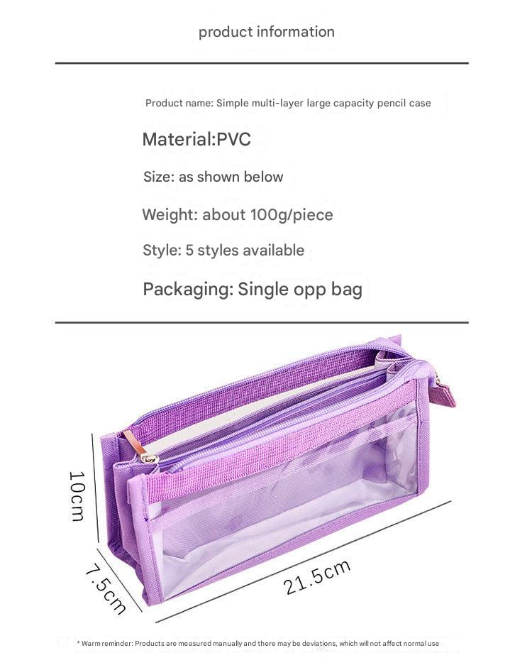 transparent mesh pencil case side view