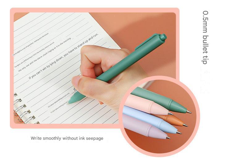 writing sample with macaron colored gel pen