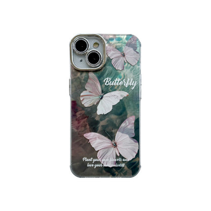 Stylish Pink Butterfly TPU iPhone Case – Compatible with iPhone 11, 12, 13, 14, 15 Series - Protective & Trendy Design