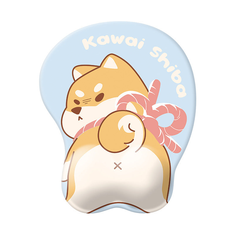 Cute Shiba Inu 3D Gaming Mouse Pad with Wrist Support - Natural Rubber Anti-Slip Design