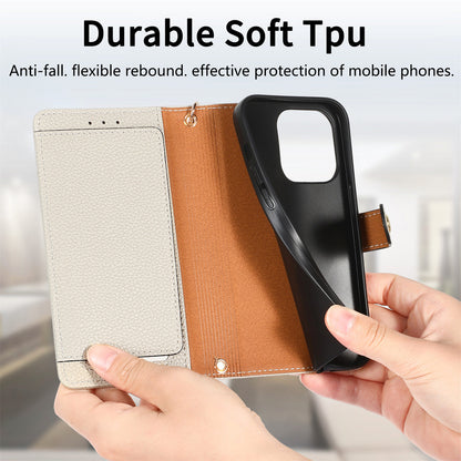 Stylish iPhone 16 Pro Max Heart-Shaped PU Leather Case with RFID Protection & Adjustable Strap