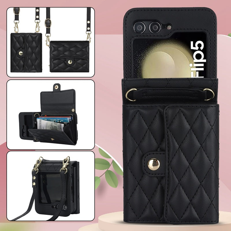 Stylish Protective Wallet Case for Samsung Z Flip Series - Multi-Color Crossbody Design