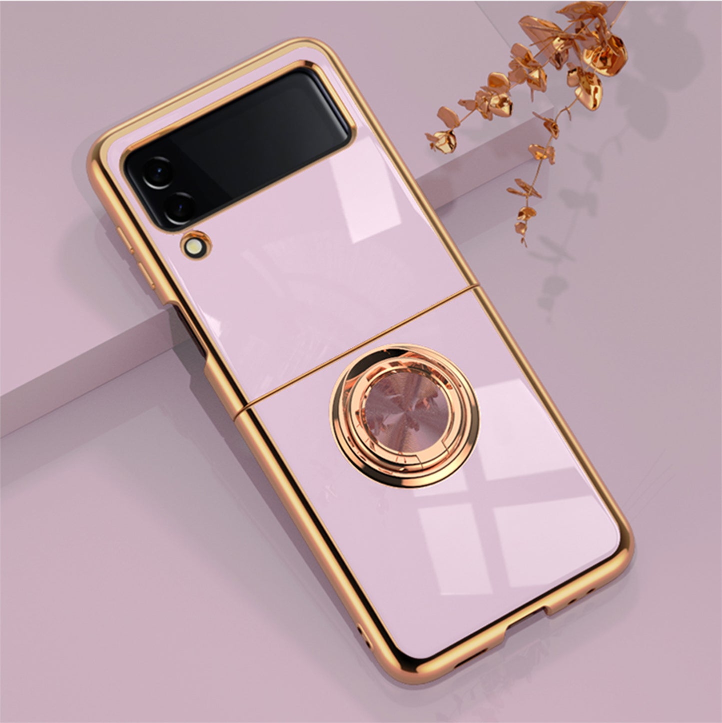 Samsung Galaxy Z Flip 6 Copper Plated Ring Stand Magnetic Phone Case - Shockproof & Fingerprint Resistant