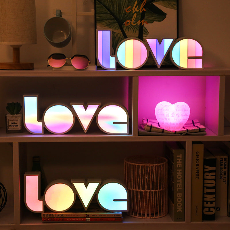 customizable LED love light box front view