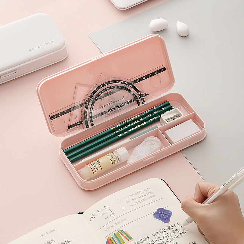 white multifunctional pencil box for students