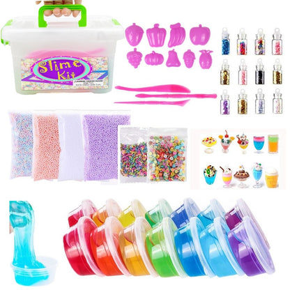 Rainbow Slime Kit - 12 Colors DIY Crystal Clay Set for Kids - Creative Fun & Educational Play