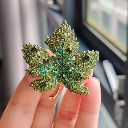 Beautiful Leaf Brooch with Crystals - Image 4