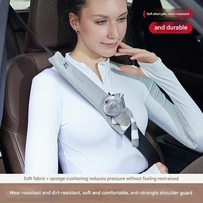 plush white dog car seat belt cover