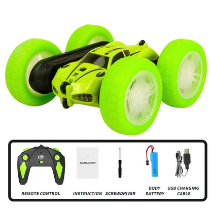 Stunt Remote Control Car - Dual-Sided Flipping RC Vehicle with Colorful LED Lights for Kids