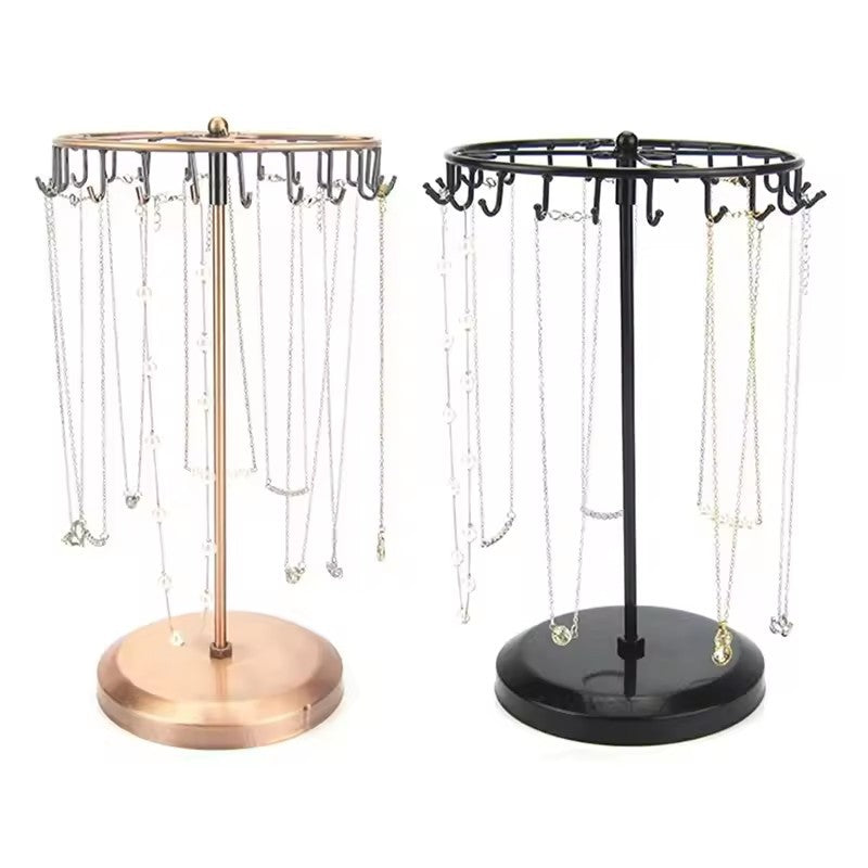 elegant black metal jewelry stand front view