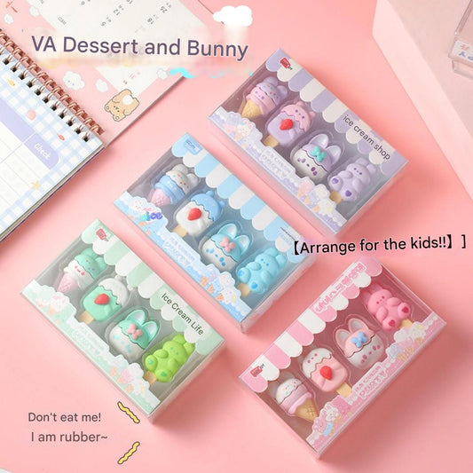 Bunny dessert eraser pink cupcake design